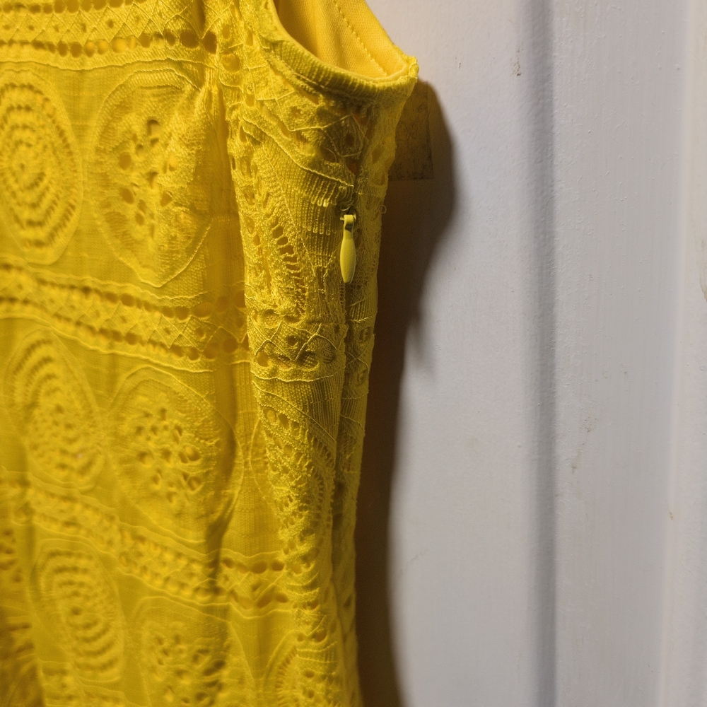 Sharagano Sunny Yellow Sleeveless Midi Dress - Picture 5 of 9